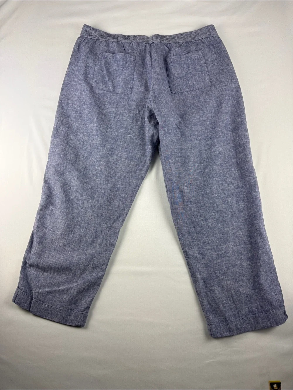 Sonoma Linen Blend Crop Pants Blue Elastic Waist Women's XL EUC - Picture 2 of 10